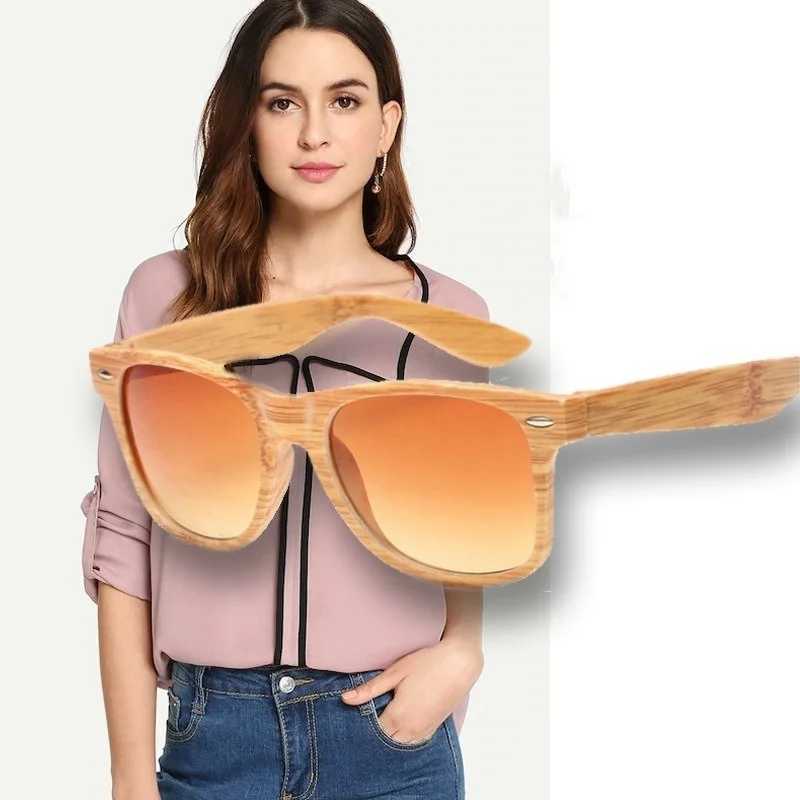Bamboo Color Men Women Retro Vintage Fashion Summer Glasses Wood Grain Sunglasses Z250408