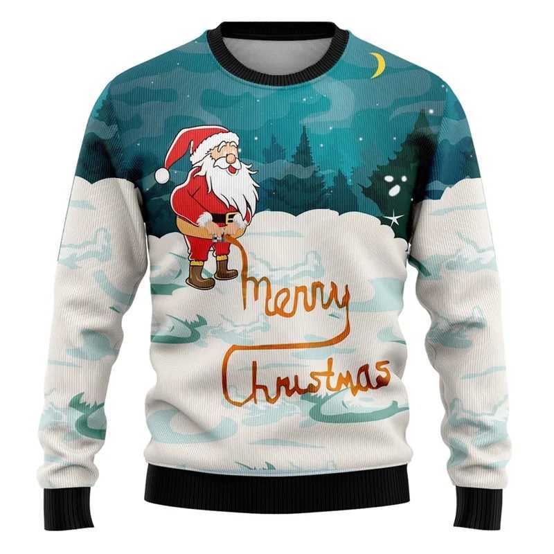 Mens Santa Ugly Christmas Jumper Sweatshirts Funny Unisex Long Slve Pullover Casual Party Sweatshirt Mens Hoodies S251110