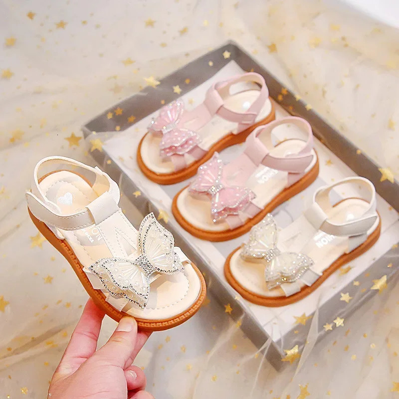 Summer Princess Sandals For Baby Girls Cute Bear Bow Fashion Toddler Shoes Soft-soled Breathable Casual Shoes For Infant Baby 250407