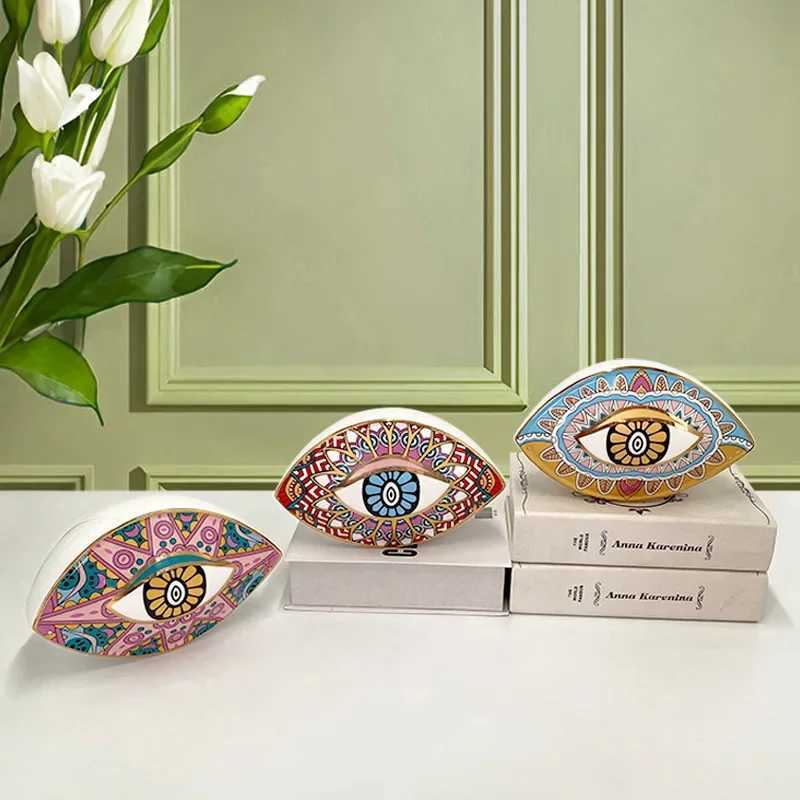 Creative Ceramic Art Home Decoration Trkiye Blue Evil Eye Sculpture Devils Eye Statue Moroccan Style Desktop Decoration X250408