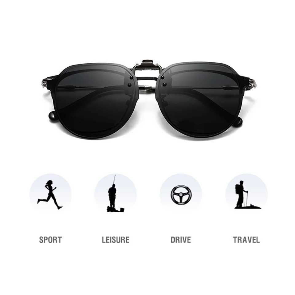 VIVIBEE mens polarized lens flip clip sunglasses womens large-sized driving sunglasses with clip 2025 trend products W250408