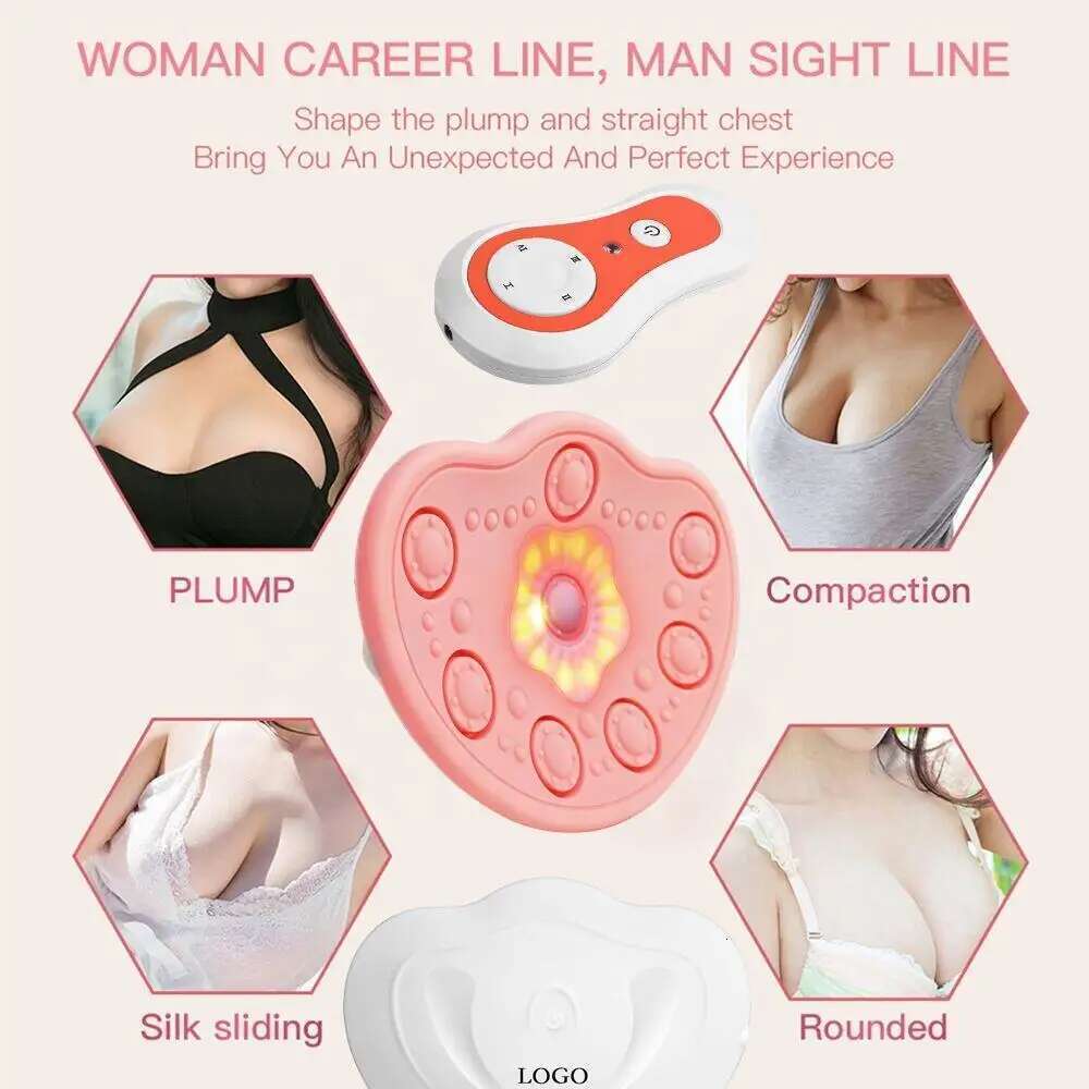 Wireless Vibration Chest Massager Breast Enhancement Instrument Red Light Therapybreast Massage Pads With Hot Compress