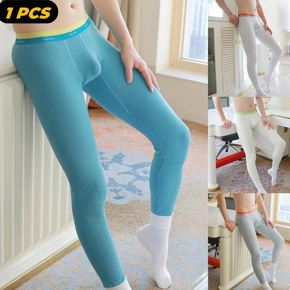 1 PCS Men Thermal Underwear Bottoms Athletic Workout Sport Cotton Soft Leggings Tights Warm Shaping Trousers Winter Bottom Pants 251107