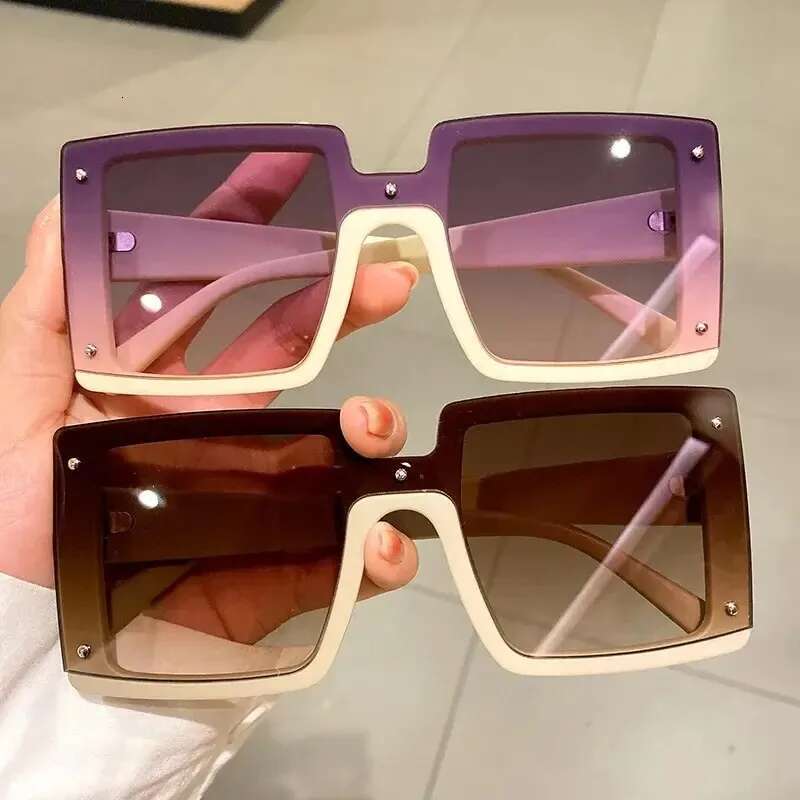 Square Oversized One-pieces Sunglasses Men Women Trendy Gradient Goggle Eyewear Fashion Brand Design Sun Glasses