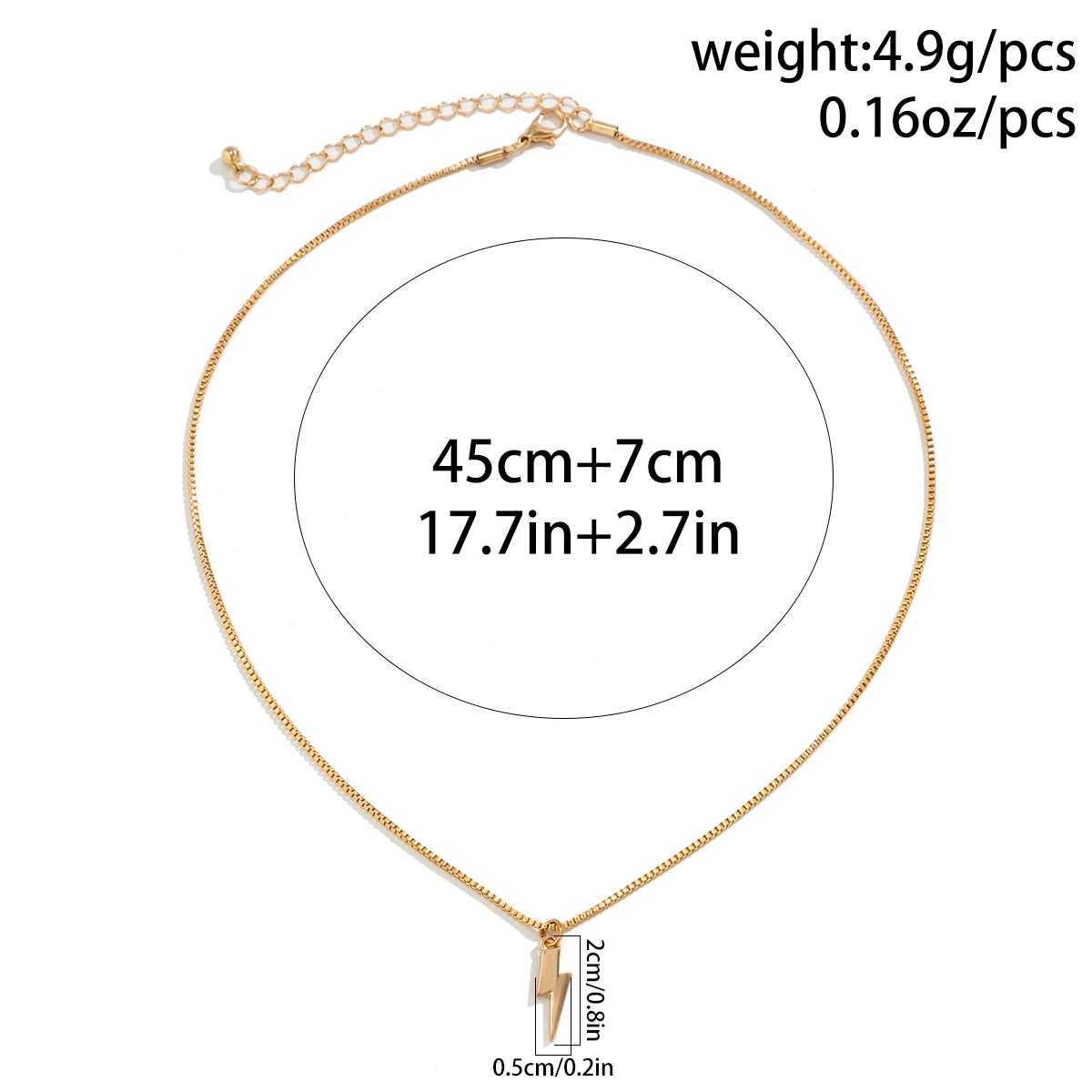 Srcon Punk Simple Box Chain Short Necklace Fashion Aesthetics Metal Lightning Pendant Necklace Mens Statement Jewelry GiftC250407