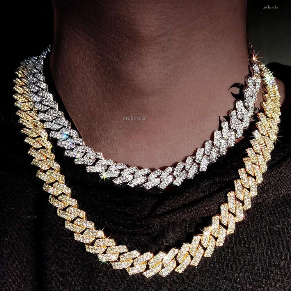 Hip Hop Fashion Jewelry Iced Out Miami ks Pass Dia Tester Sterg Sier 10mm Moissanite Cuban Chain Necklace
