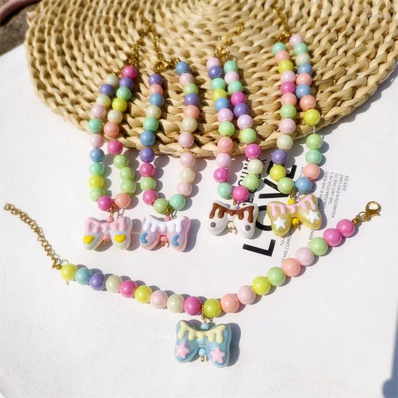 Update Fashion Trendy Handmade Colorful Pearl Collar With Resin Bows Pendant For Dogs And Cats Adjustable Pet Jewelry Necklace
