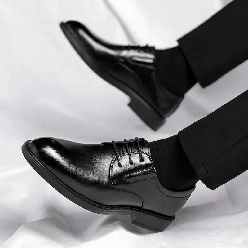 3 6 8cm Heel Mens Dress Shoes New Designer Cow Leather Increase Casual Spring Autumn Black Platform Wedding Shoes Male Z251107