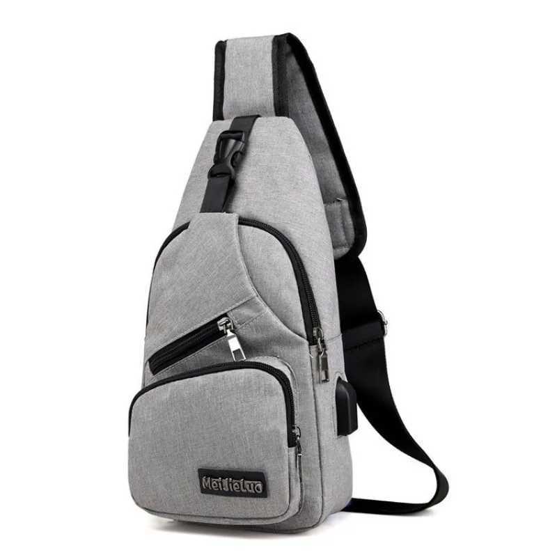 2019 new mens USB smart luggage cross body backpack shoulder bag casual canvas waist bag Z250407