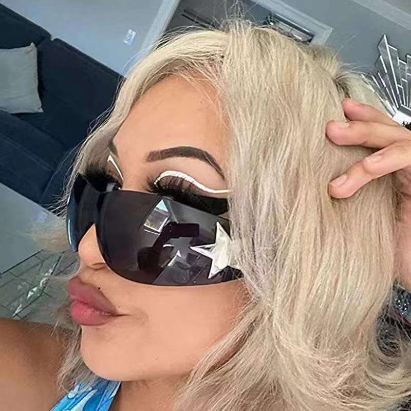 Uv400 Protection Women Men Five Star Sunglasses One Piece Flat Top Punk Sun Glasses Designer Sunglasses for Mens Woems