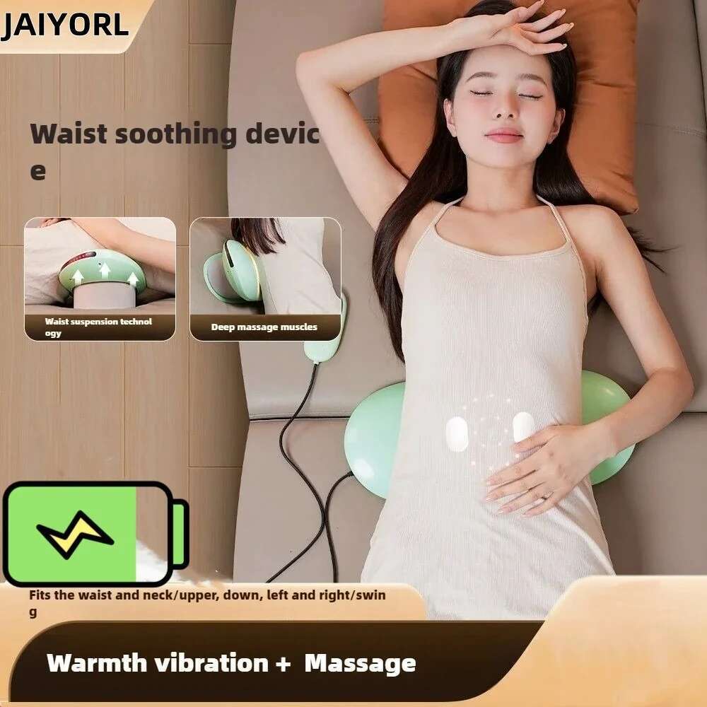 Electric Lumbar Traction With Heat, Adjustable Vibration Iatable Back Stretcher Device Waist Spine Support Massager