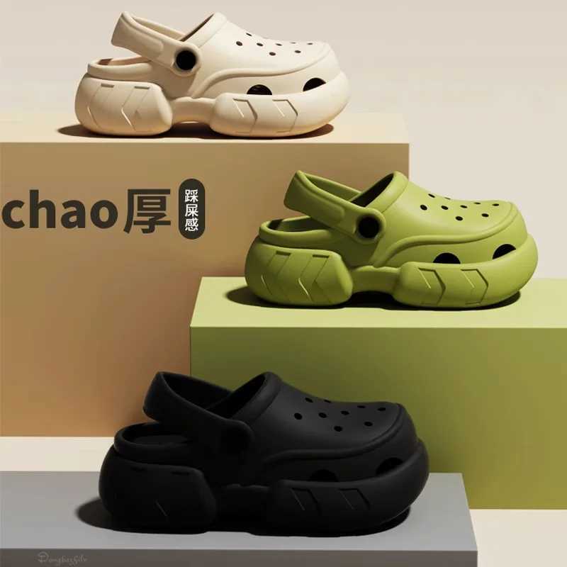 Thick soled 7.0cm EVA sandals womens hole sandals womens 2023 new two beach garden shoes sliderXJ250407
