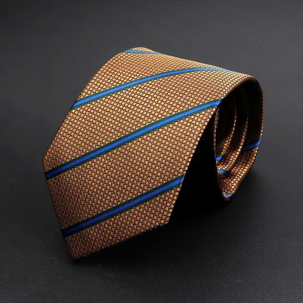New Design Men Tie Brown Striped Ties Paisley Flower Neckties Men Business Dropsing Gro Wedding Collar Accessories Gift X250407