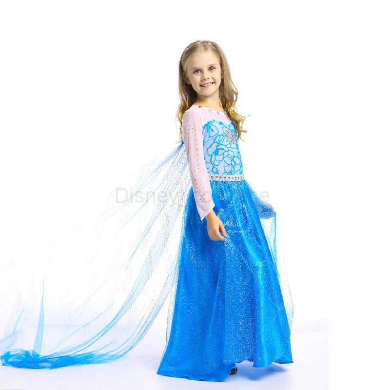 Disney Girls Princess Dress Elsa Costume with Cape Fancy Carnival Party Cosplay Children Outfits Snow Queen Role Play Beading Long Dres X250408