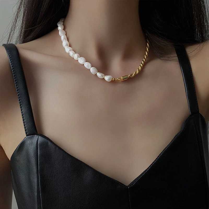 Yangliujia The Baroque Natural Pearl Necklace Bohemian Fashion Temperament Simple Chain Clavicle Women Jewelry Gift AccessoriesC250407