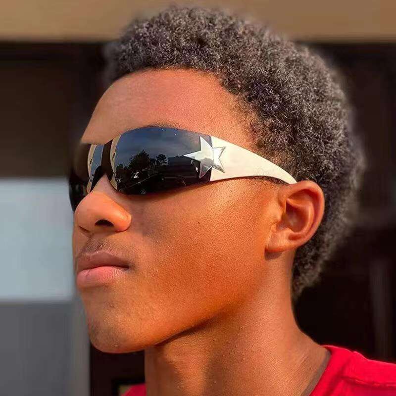 Uv400 Protection Women Men Five Star Sunglasses One Piece Flat Top Punk Sun Glasses Designer Sunglasses for Mens Woems
