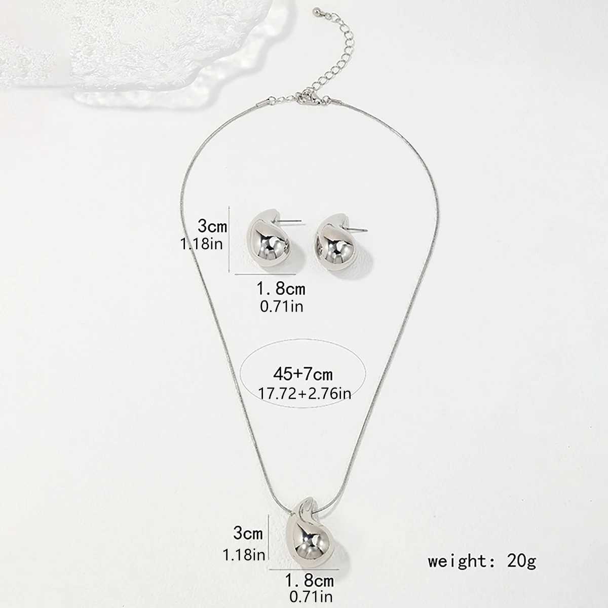 3pcs pendant necklace earrings tears Dainty gold-plated water droplet pendant necklace Tear Drop Trendy Jewelry Gifts Y250408