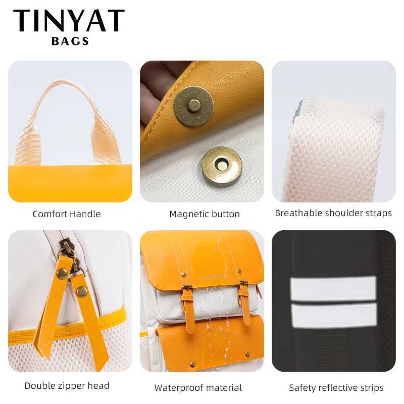 TINYAT Waterproof Shoulder Bag for Women Large Capacity Mens Backpack with 5 Pockets School Bag for 13 Laptop to Daily UseC250407