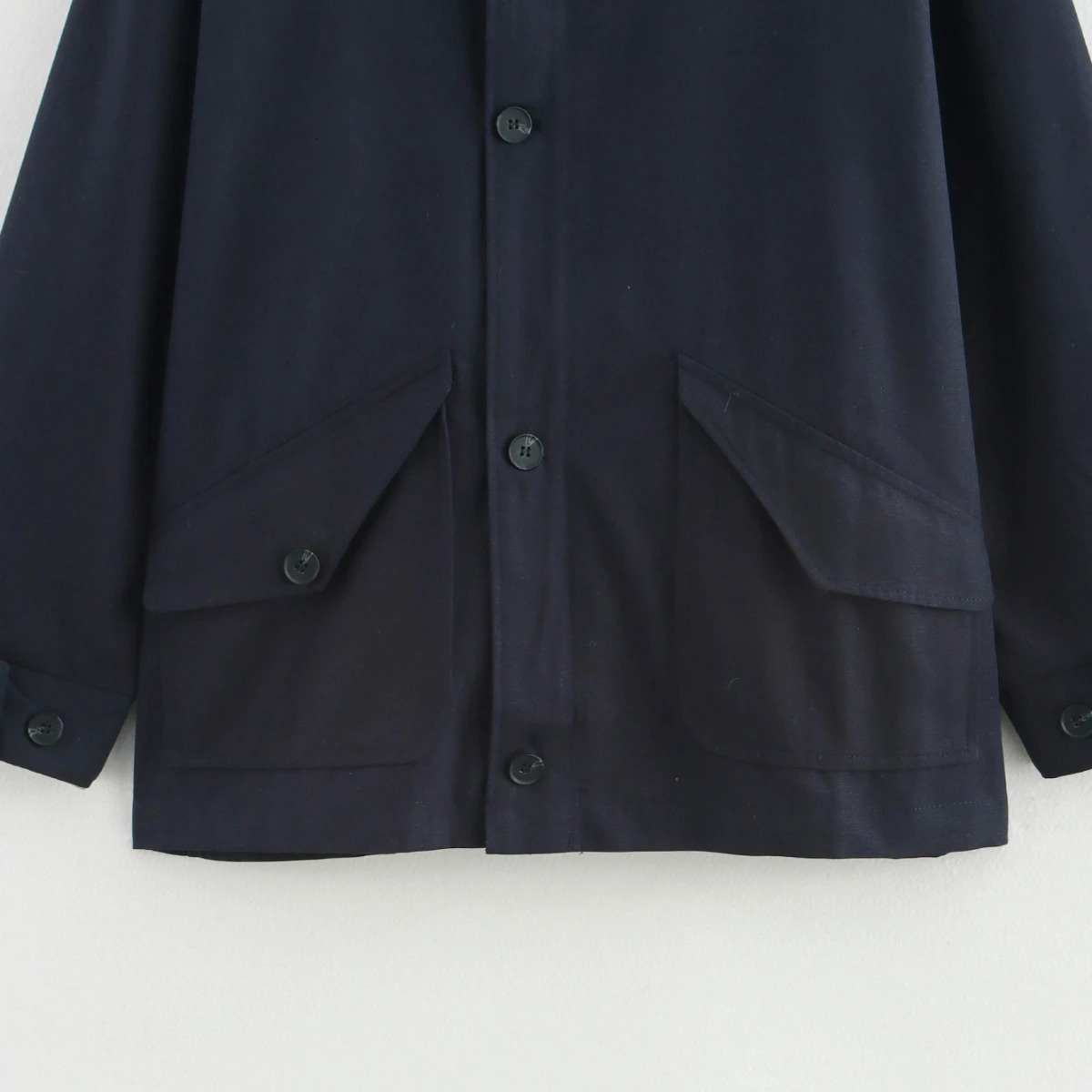 ZBZA Womens Canvas Button Jacket with Collar Long Sleeve Single Chest Pocket Top SpringSummer Style Casual and Unique Coat 250407