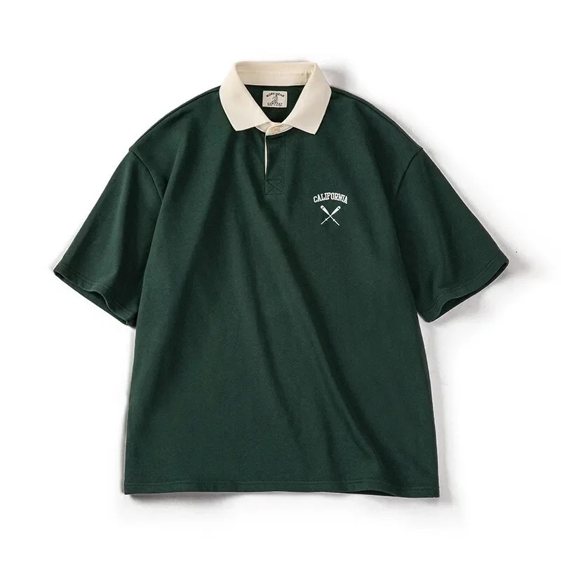 Maden Vintage Lapel College Short Sleeve Polo Shirts for Women Loose Knitted Big Size Golf Tee Summer Casual Cotton T-shirt 250408