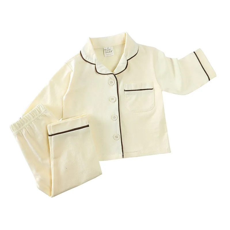 Spring Autumn Baby Boy Girl Simple Loose Pajamas Sets Toddler Child Long Sleeve Solid Cotton Sleepwear 2 Pcs Suits 0-5 Years 250407