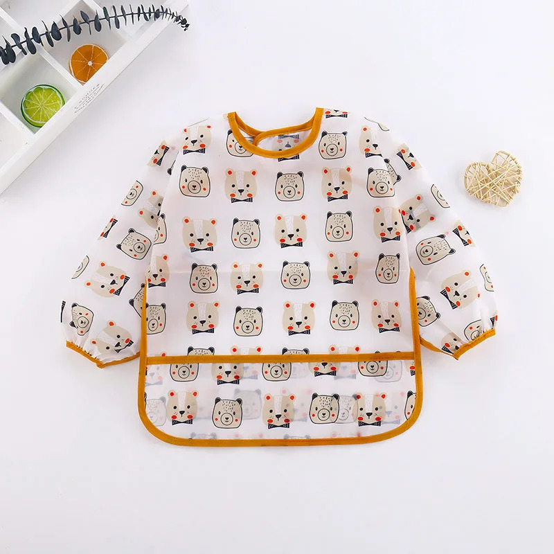 3PCS/1PCS Baby Smock Bibs Waterproof Long-sleeved Eating Feeding Art Apron born Toddler Burp Cloths Fit 0-3 Years 250408