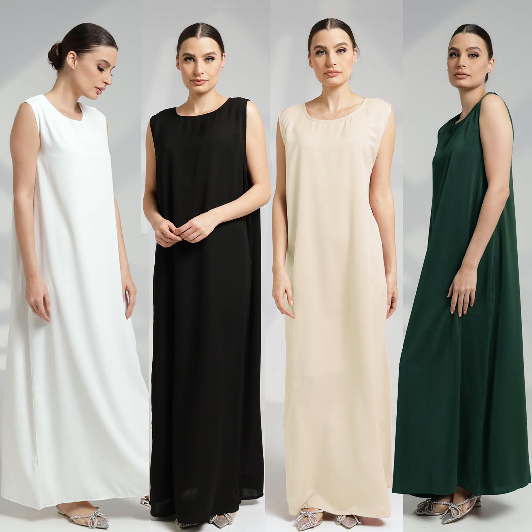 M Muslim Women S Abaya Bottom Inner Tank Top Loose Casual Long Skirt Sleeveless Dress