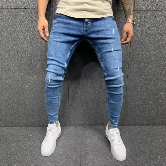 Mens jeans casual leggings stretch denim mens slim straight pants fashionable solid pencil clothing 250408