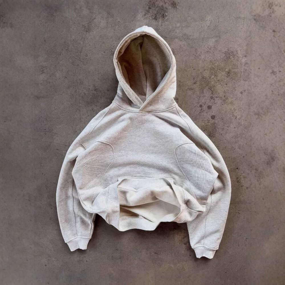 American casual cut simple hooded sweatshirt loose solid color versatile set