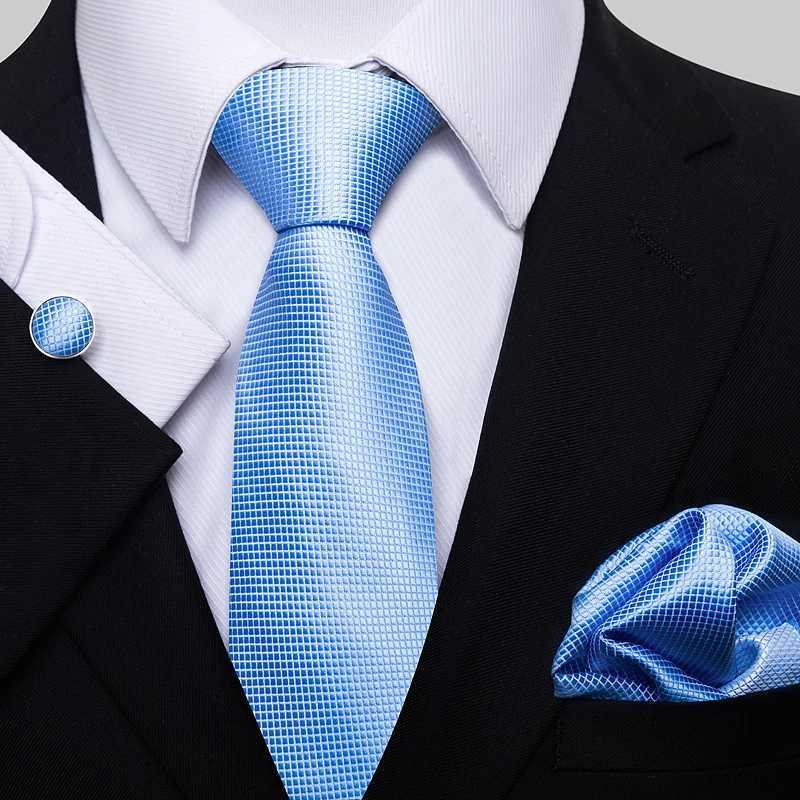 Newest design Classic Festive Present Tie Pocket Squares Cufflink Set Necktie Dark Blue Mans New Years Day X250407