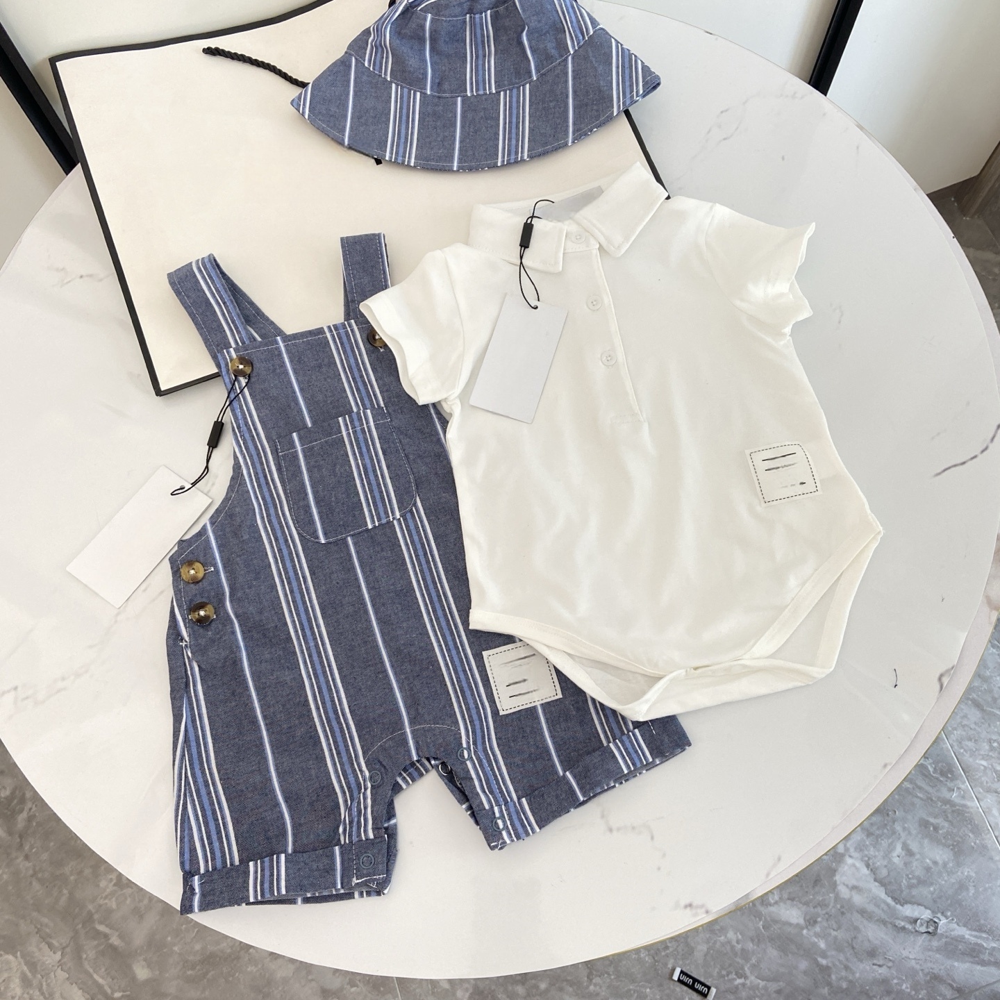 Baby kids summer clothing sets British style toddlers polo lapel short sleeve romper with Newborn cotton outfits S3552