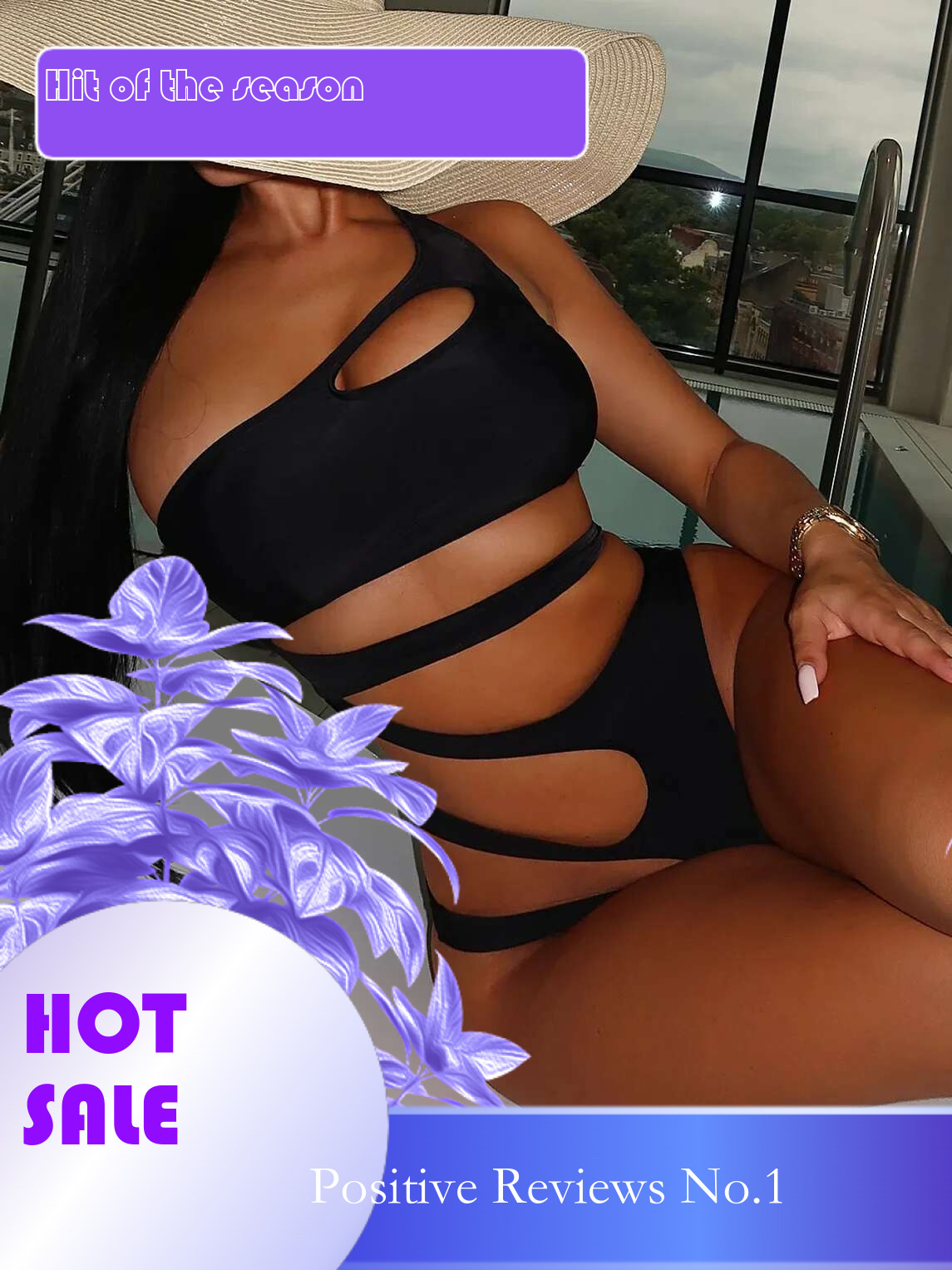 Dongdumaoyi Sexy Hollow Out Bikini Set Women Black One Shoulder Bandage One Piece Swimsuit Summer Bathing Suit High Waist Swimwear