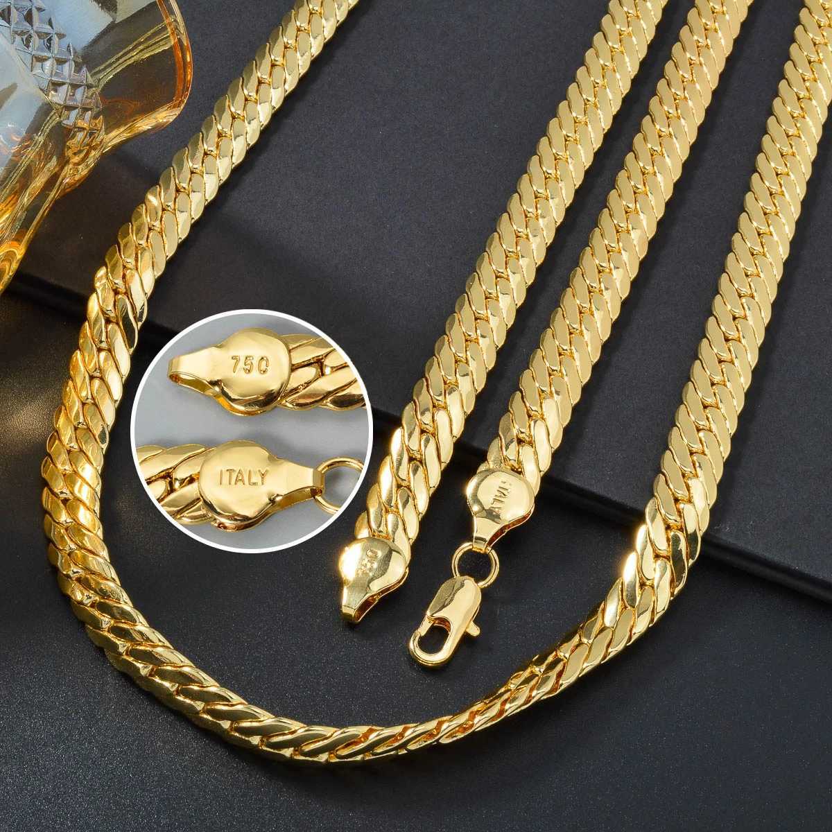 Sunny Italy 750 Copper Alloy Mens and Womens Necklace High Temperature Resistant Suitable for Street Hip Hop Jewelry GiftsC250407