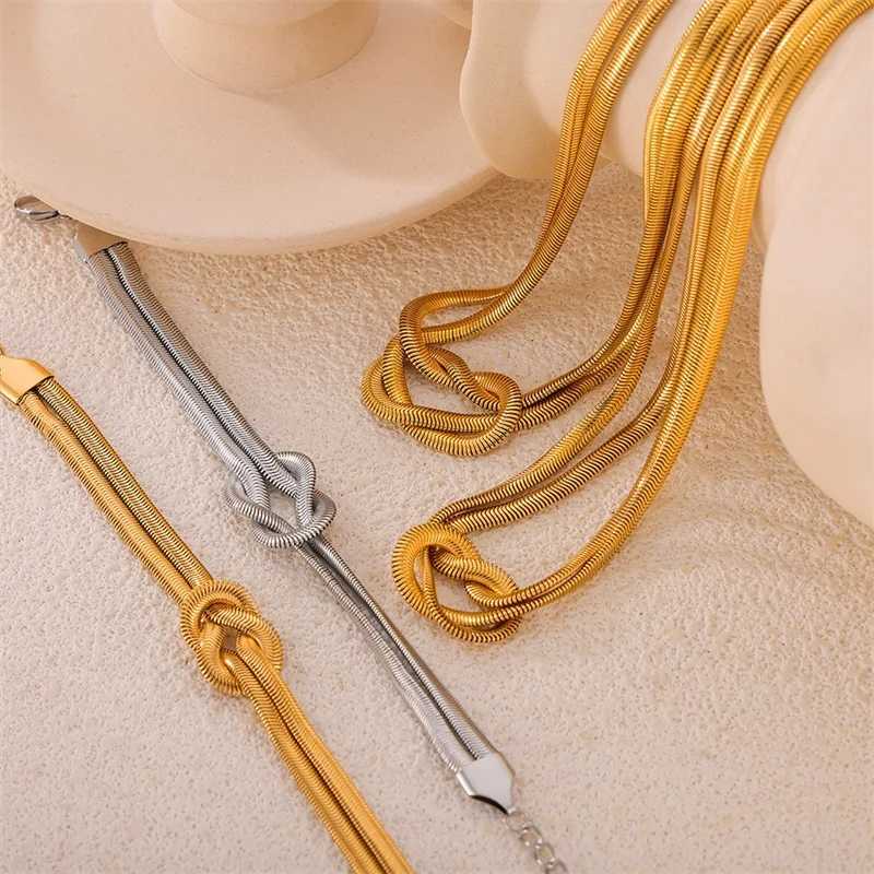EILIECK 316L Stainless Steel Chain Necklace Bracelet Set Declaration Gold 18K Galvanized Jewelry Set Waterproof Bijoux Womens Y250408