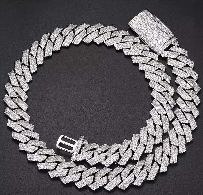 VVS Moissanite Cuban Bracelet Hip Hop Silver Jewelry Iced Out Cuban Link Chain 925 Silver Full Diamond 18K Gold Plated