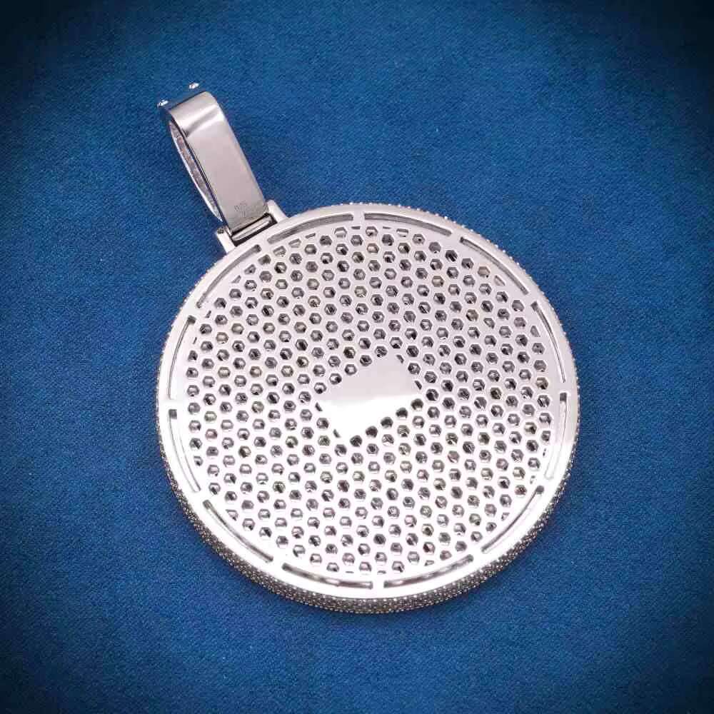 Hip Hop Mens Bling Iced MoissaniteBaguette Circle Pendant VVS 925 Silver Diamond Tester Customisable Fashion Pendants