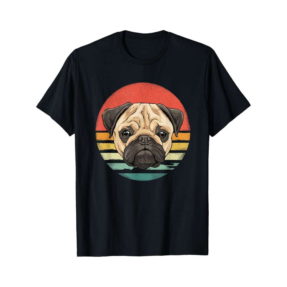 Designer T shirt Retro Vintage Pug Dog Breed Lover - 220g Tshits