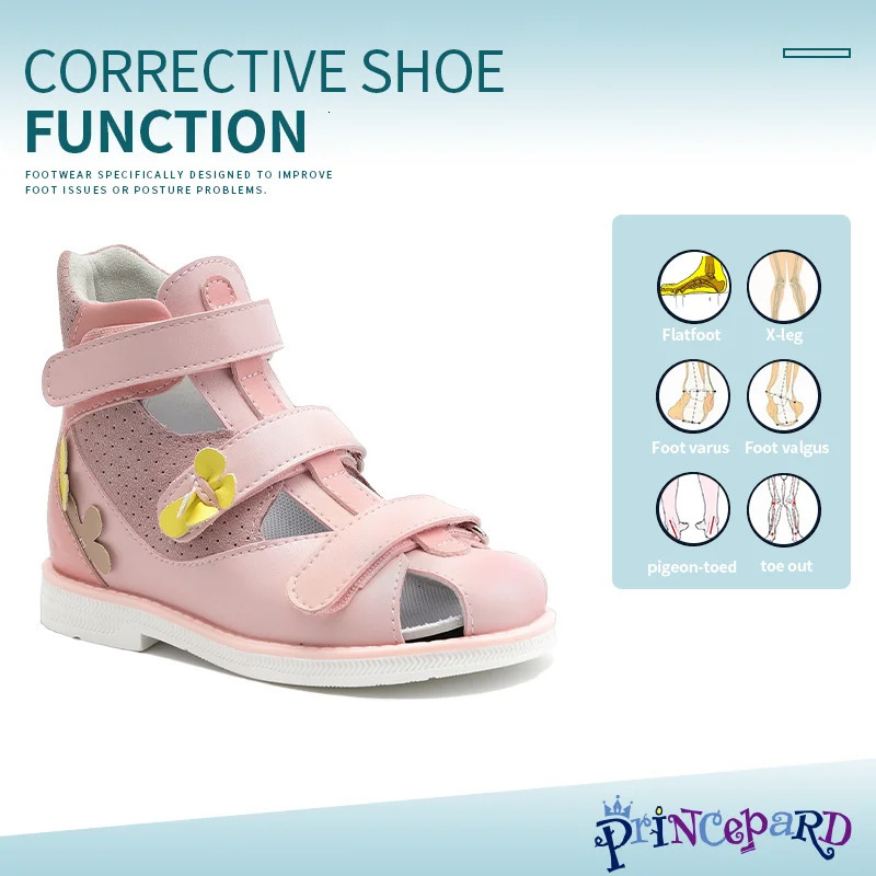 Kids Orthopedic Corrective Sandals Princepard Girls Children Summer Flower Ortics Shoes for Flat Feet with Arch Support 250408