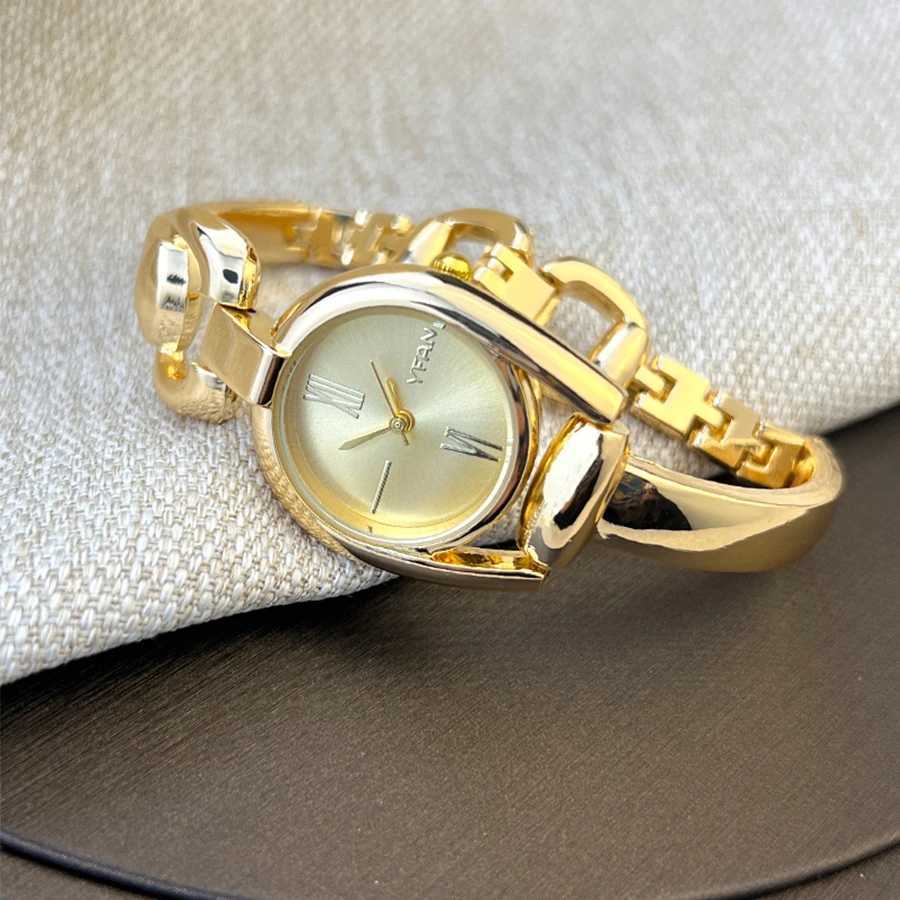 1 gold womens box solid color dial metal alloy strAP fashionable quartz WATCH suitable for daily wearT250408