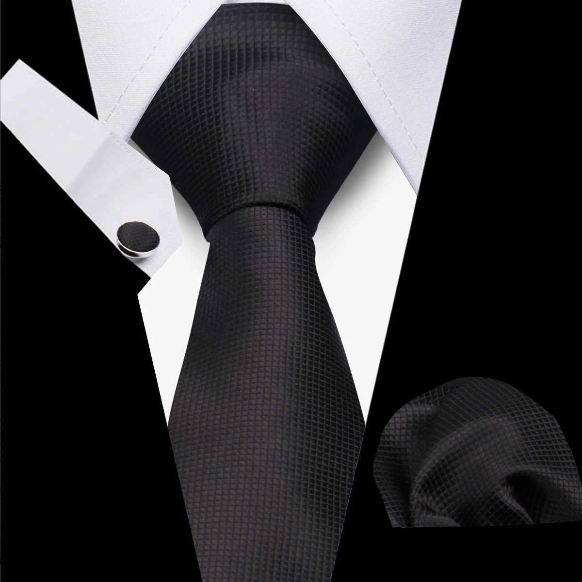 Classic Elegant Ties For Men Fashion Gifts Striped Solid Necktie Handchief Cufflink 3 Pcs Set Wedding Business Suit Accessories X250407