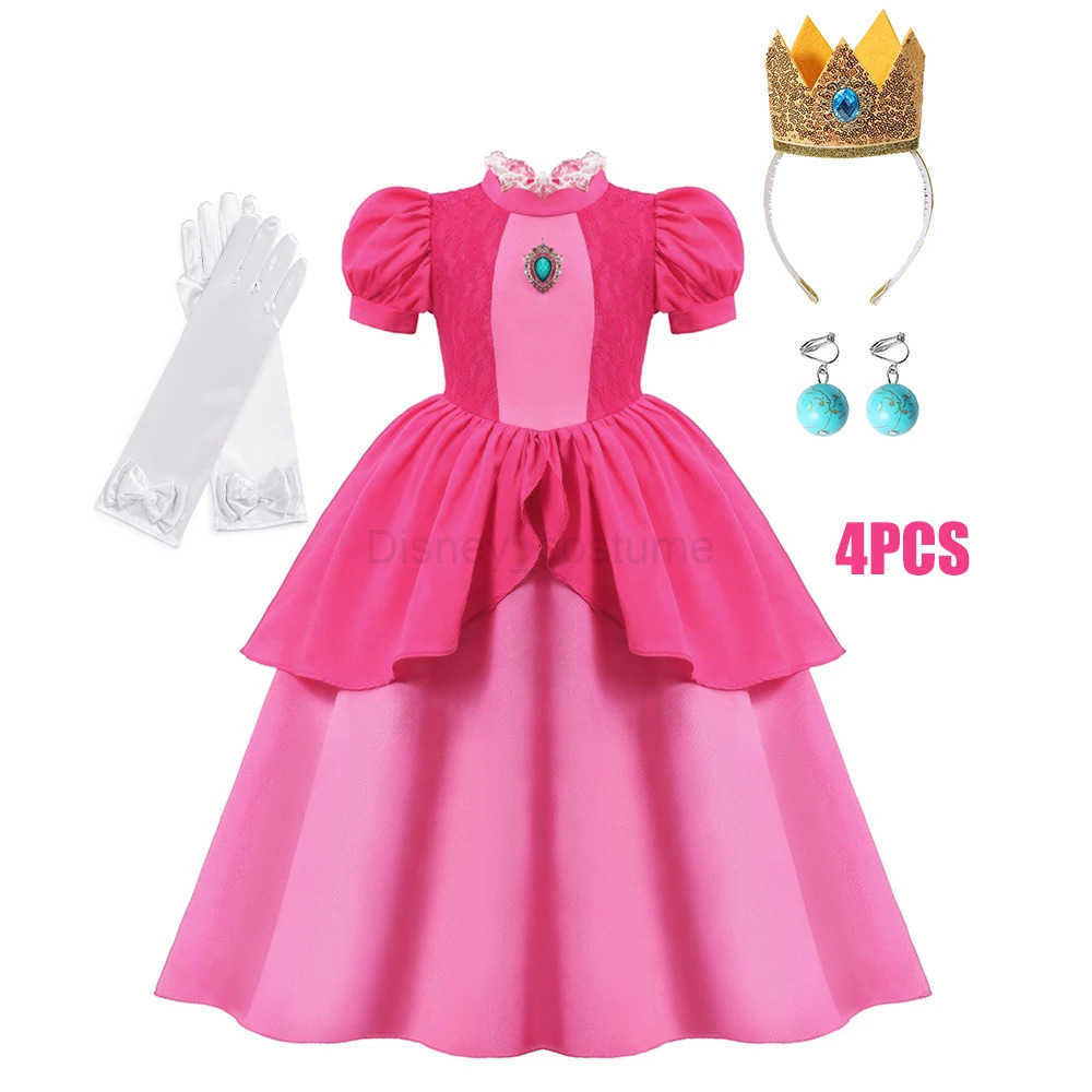 Disney Rose Peach Costume Kids Girl Cosplay Fancy Carnival Birthday Party Role Play Princess Dress with Lace Children Halloween Outfit X250408