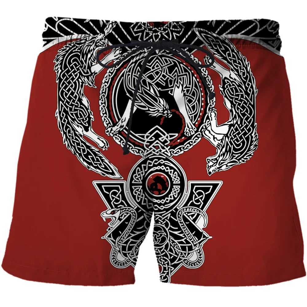 Viking Mythology Valhalla Totem 3D Printed Beach Shorts Graphic Mens Casual Sports Shorts Summer Surfing Shorts Comfortable ShortsXJ250407