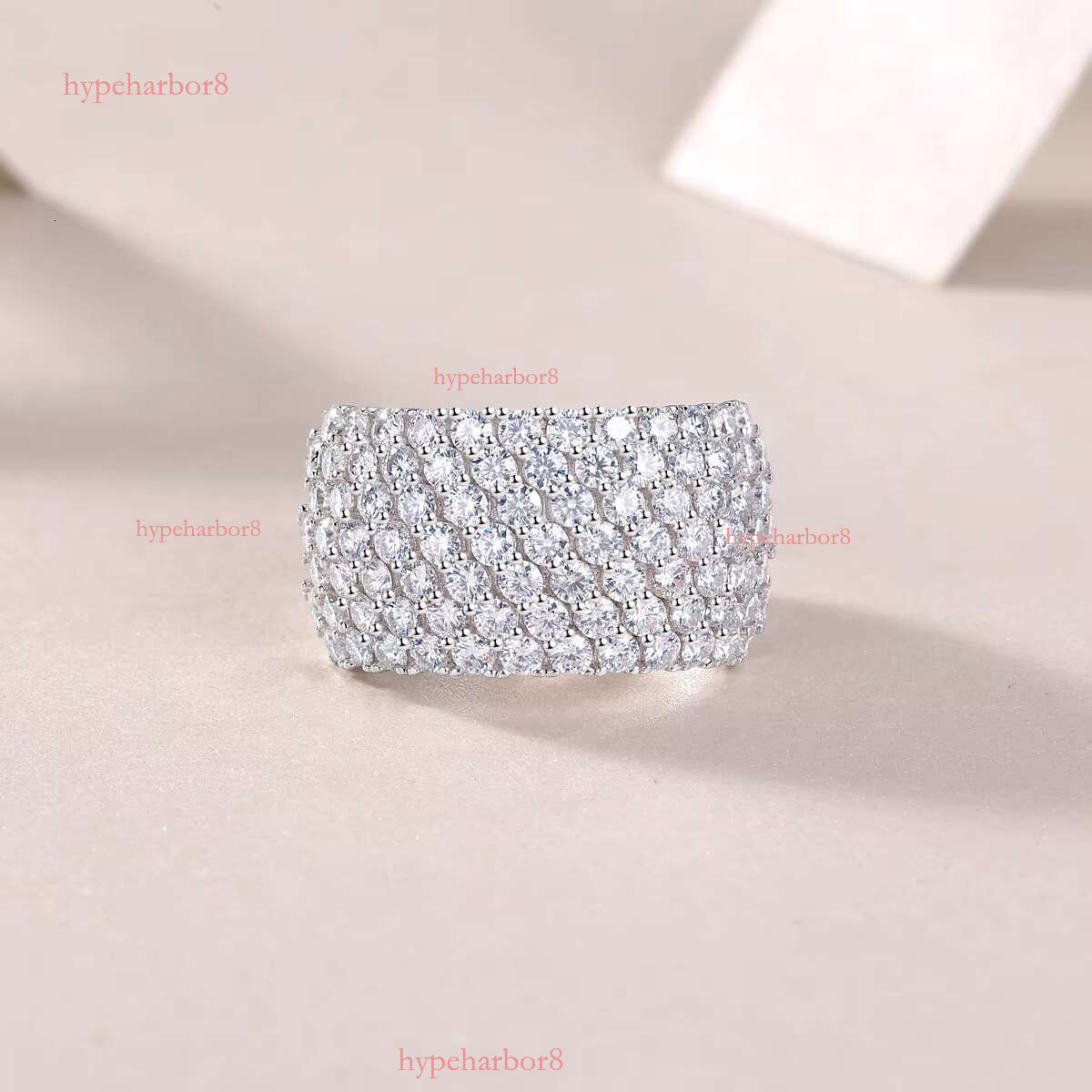 Original pure silver 14k white gold wedding ring, round cut silica women's ring