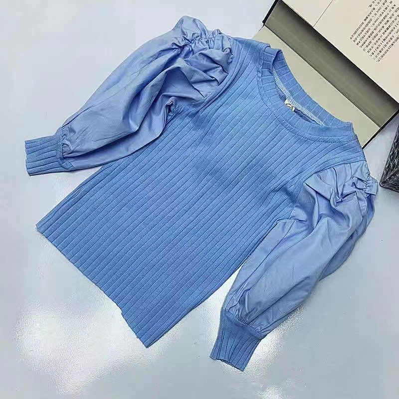 Ddmyshoesvip Girls Spring Dress Primer New Children S Bubble Pit Strip Long Sleeve T Shirt For Wearing Outside Baby Casual Top