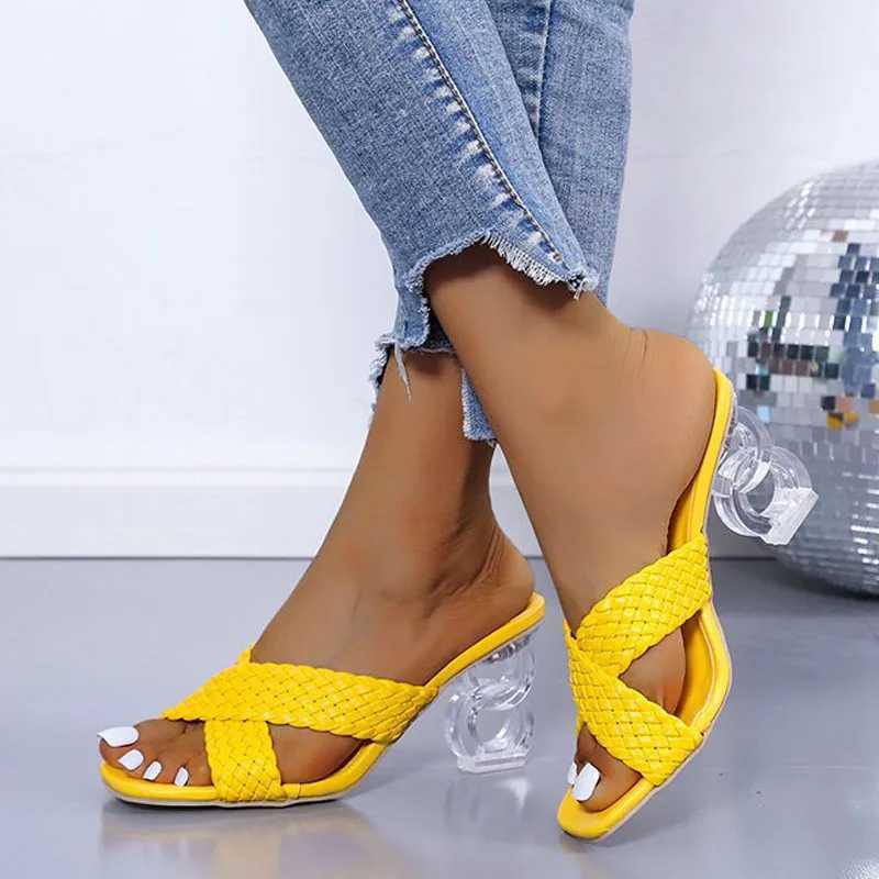 Summer womens sandals cross womens slippers sexy crystal high heels pump open toe sandals de Mujer Plus size 42 43 WSH4403XJ250407