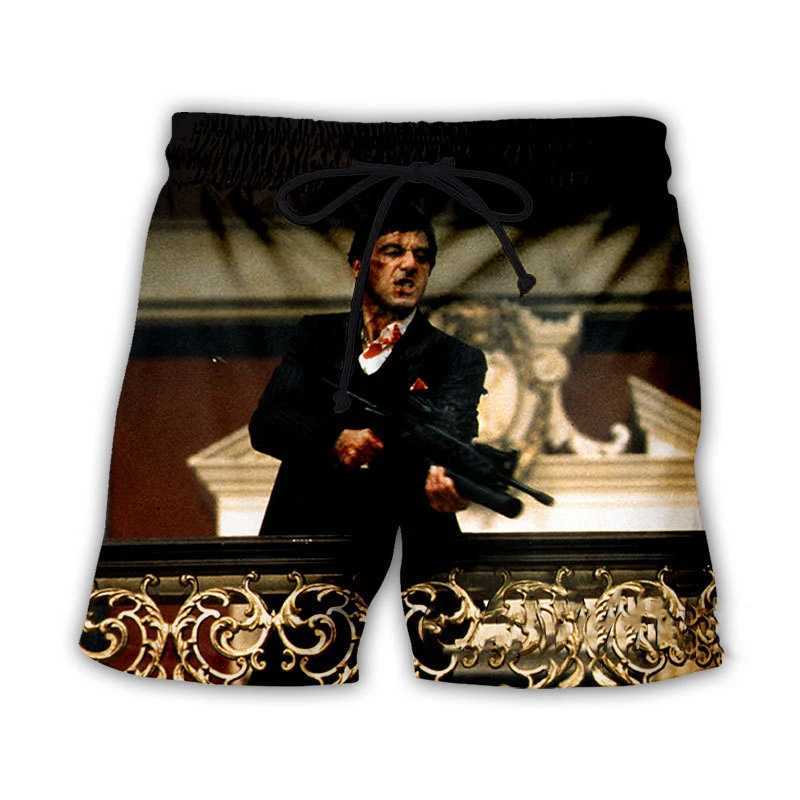 Scarface Classic Movie 3D Printed Beach Shorts Mens Fashion Oversized Surfboard Sports Pants Swimsuit Trunks Childrens ClothingXJ250407