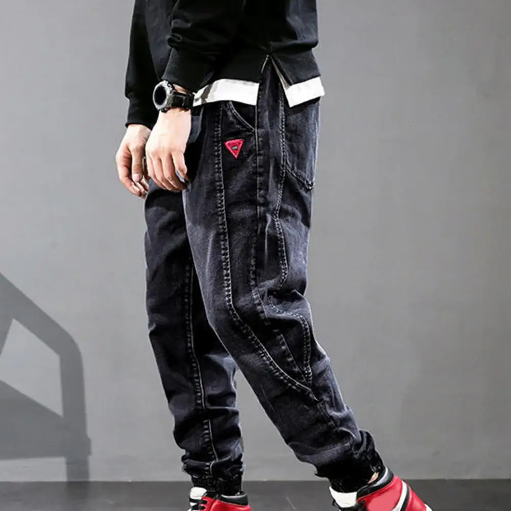 Loose jeans mens solid color brushed waist harem pants Trouser pantalones hombre 250401