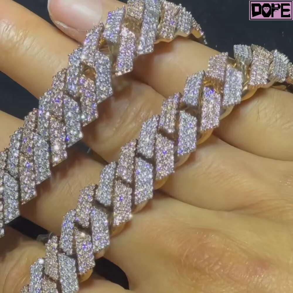 Popular Moissanite Bracelet Hip Hop Jewelry Vvs Iced Out Diamond Men Moissanite Cuban Chain Bracelet