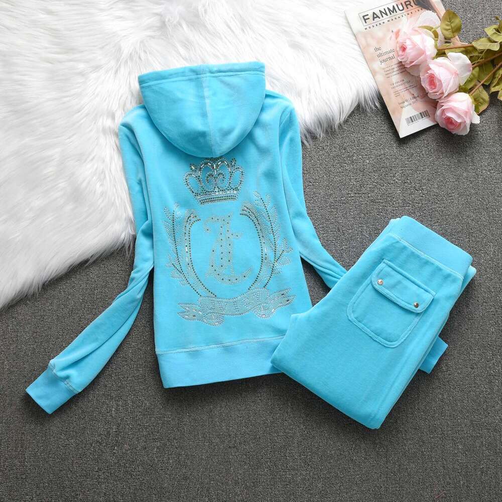 Tracksuit 2025 New Winter Women Veet American Streetwear Hooded Sweatshirt 2Pc Casual Women's Suit