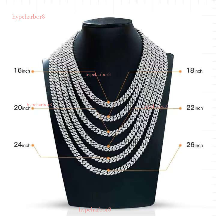 Hip-Hop 12mm Sterg Sier Bracelet Ice Out Moissanite Dia Cuban k Chain Necklace for Men
